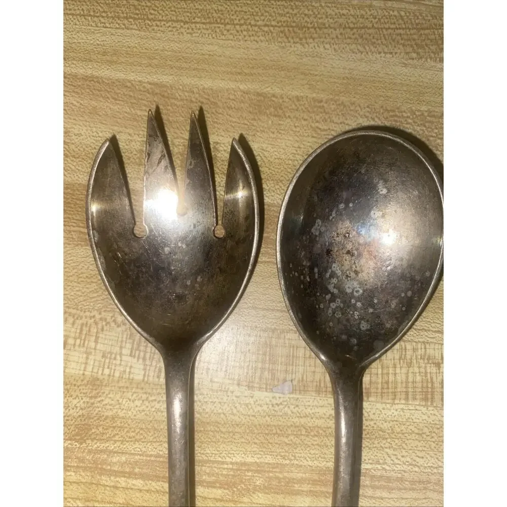 WMFN Salad Serving Set Big Spoon Fork Nickel Silver German 1880s-1903